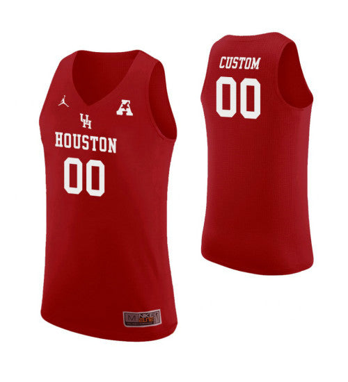 Houston Cougars Custom College Basketball Jersey Red retro stitched fan jersey RTJ11033 image 1