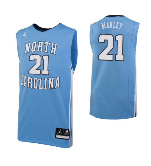 North Carolina Tar Heels 21 Sterling Manley College Basketball Jersey Carolina Blue retro stitched fan jersey RTJ8992