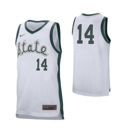 Michigan State Spartans 14 Brock Washington Retro Performance College Basketball Jersey White retro stitched fan