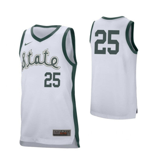 Michigan State Spartans 25 Kenny Goins Retro Performance College Basketball Jersey White retro stitched fan jersey
