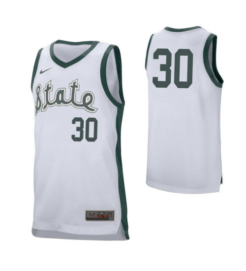 Michigan State Spartans 30 Marcus Bingham Jr Retro Performance College Basketball Jersey White retro stitched fan
