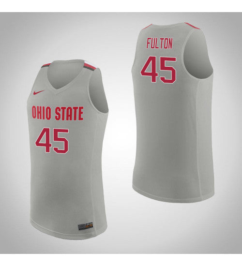Ohio State Buckeyes 45 Connor Fulton College Basketball Jersey Pure Gray retro stitched fan jersey RTJ2796 image 1