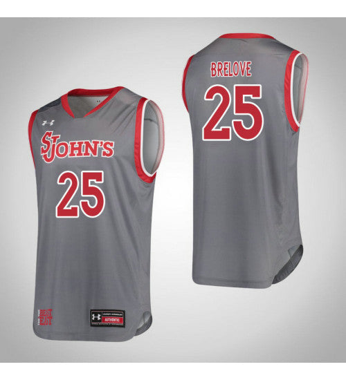 St Johns Red Storm 25 Curteeona Brelove College Basketball Jersey Gray retro stitched fan jersey RTJ8076 image 1
