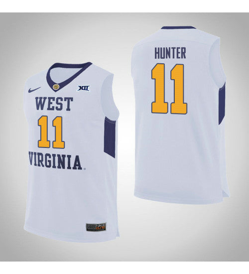 West Virginia Mountaineers 11 Dangelo Hunter College Basketball Jersey White 11416 retro stitched fan jersey RTJ1233
