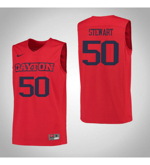 Dayton Flyers 50 Dalton Stewart College Basketball Jersey Red 6850 retro stitched fan jersey RTJ5799 image 1