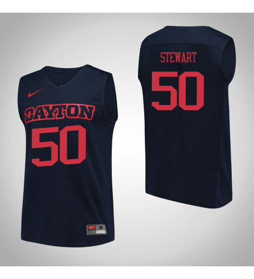 Dayton Flyers 50 Dalton Stewart Performance College Basketball Jersey Navy retro stitched fan jersey RTJ11690 image 1