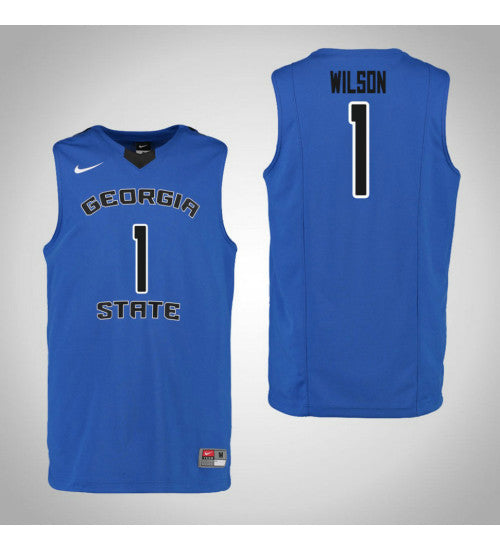 Georgia State Panthers 1 Damon Wilson College Basketball Jersey Blue retro stitched fan jersey RTJ5301 image 1