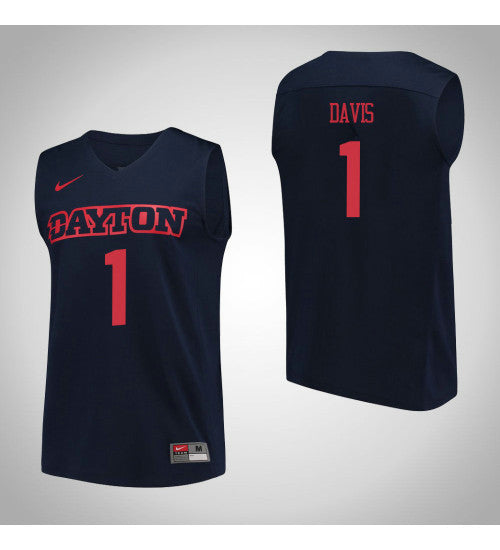 Dayton Flyers 1 Darrell Davis Performance College Basketball Jersey Navy retro stitched fan jersey RTJ5849 image 1