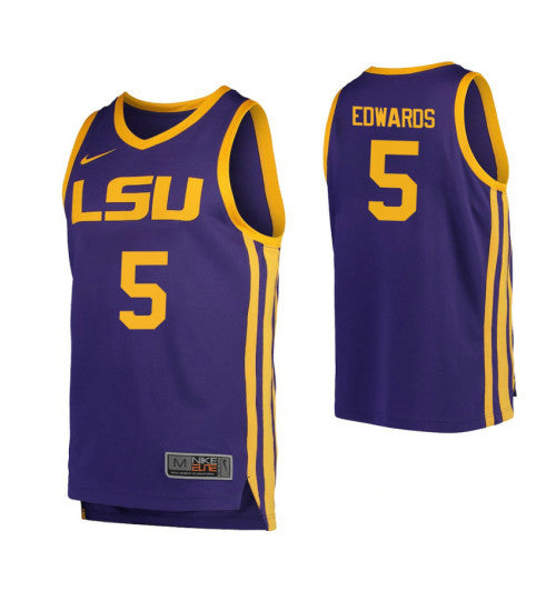LSU Tigers 5 Daryl Edwards College Basketball Jersey Purple retro stitched fan jersey RTJ10063 image 1