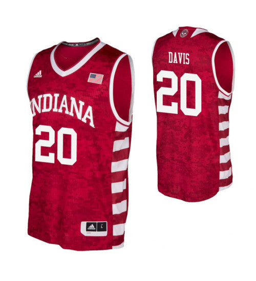 Indiana Hoosiers Deron Davis Armed Forces Classic College Basketball Jersey Crimson retro stitched fan jersey RTJ4965
