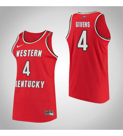 Western Kentucky 4 Dee Givens Performance College Basketball Jersey Red retro stitched fan jersey RTJ6869 image 1
