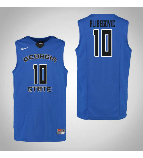 Georgia State Panthers 10 Denis Alibegovic College Basketball Jersey Blue retro stitched fan jersey RTJ11178 image 1