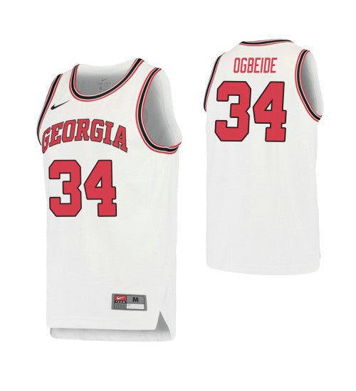 Georgia Bulldogs 34 Derek Ogbeide Retro Performance College Basketball Jersey White retro stitched fan jersey RTJ11190
