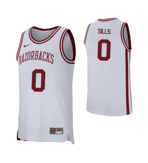 Arkansas Razorbacks 0 Desi Sills College Basketball Jersey White retro stitched fan jersey RTJ12279 image 1