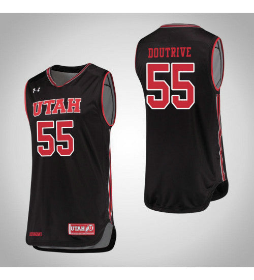 Utah Utes 55 Devante Doutrive College Basketball Jersey Black retro stitched fan jersey RTJ1567 image 1
