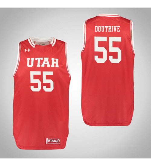 Utah Utes 55 Devante Doutrive College Basketball Jersey Red retro stitched fan jersey RTJ7326 image 1