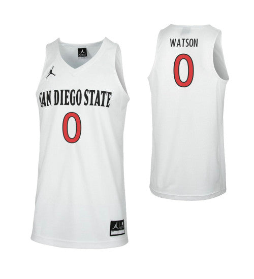 San Diego State Aztecs 0 Devin Watson College Basketball Jersey White retro stitched fan jersey RTJ2422 image 1