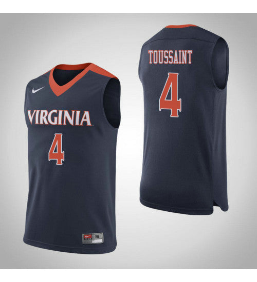 Virginia Cavaliers 4 Dominique Toussaint College Basketball Jersey Navy retro stitched fan jersey RTJ7108 image 1
