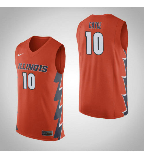 Illinois Fighting Illini 10 Drew Cayce College Basketball Jersey Orange retro stitched fan jersey RTJ11018 image 1