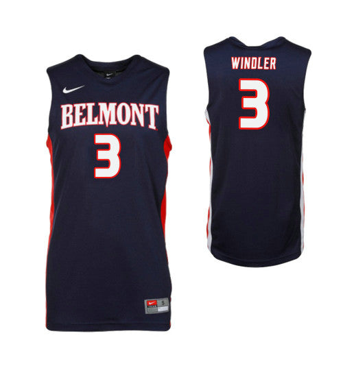 Belmont Bruins 3 Dylan Windler College Basketball Jersey Navy retro stitched fan jersey RTJ6264 image 1