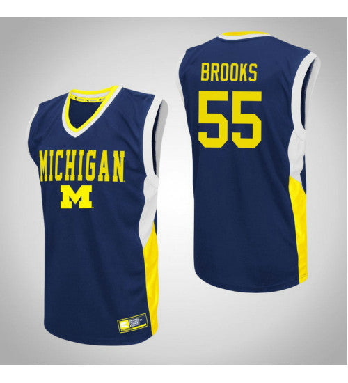 Michigan Wolverines 55 Eli Brooks Fadeaway College Basketball Jersey Blue retro stitched fan jersey RTJ9367 image 1