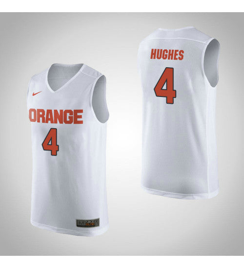 Syracuse Orange 4 Elijah Hughes College Basketball Jersey White retro stitched fan jersey RTJ7983 image 1