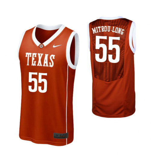 Texas Longhorns 55 Elijah Mitrou Long College Basketball Jersey Burnt Orange retro stitched fan jersey RTJ1959 image 1