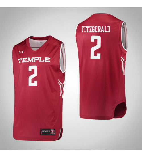 Temple Owls 2 Feyonda Fitzgerald College Basketball Jersey Red retro stitched fan jersey RTJ7928 image 1