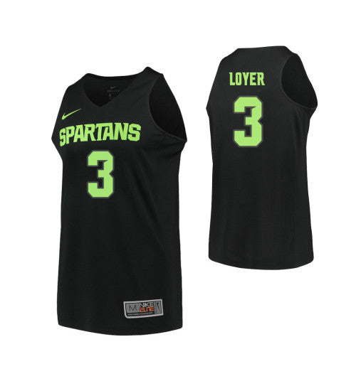 Michigan State Spartans 3 Foster Loyer College Basketball Jersey Black retro stitched fan jersey RTJ3880 image 1