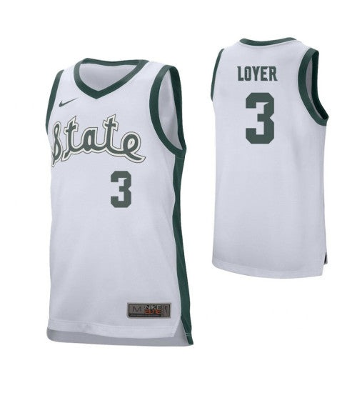 Michigan State Spartans 3 Foster Loyer College Basketball Jersey White retro stitched fan jersey RTJ9698 image 1