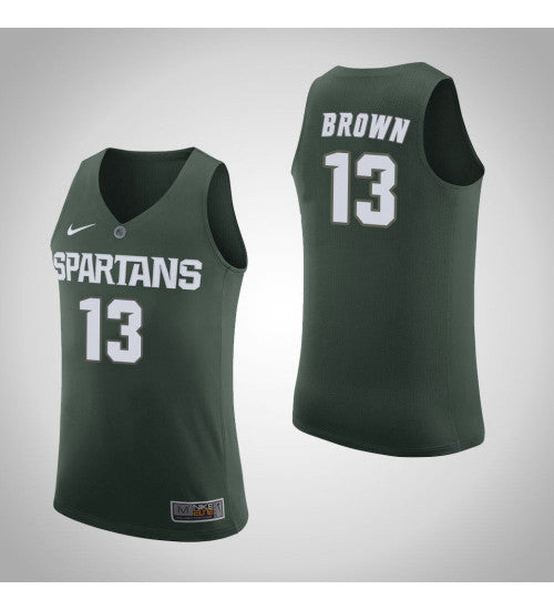 Michigan State Spartans 13 Gabe Brown Home College Basketball Jersey Green retro stitched fan jersey RTJ3932 image 1