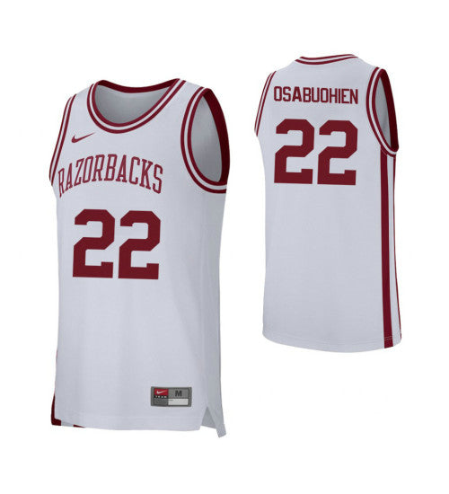 Arkansas Razorbacks 22 Gabe Osabuohien College Basketball Jersey White retro stitched fan jersey RTJ6361 image 1