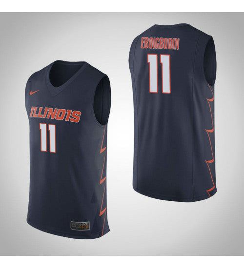 Illinois Fighting Illini 11 Greg Eboigbodin College Basketball Jersey Navy retro stitched fan jersey RTJ11013 image 1