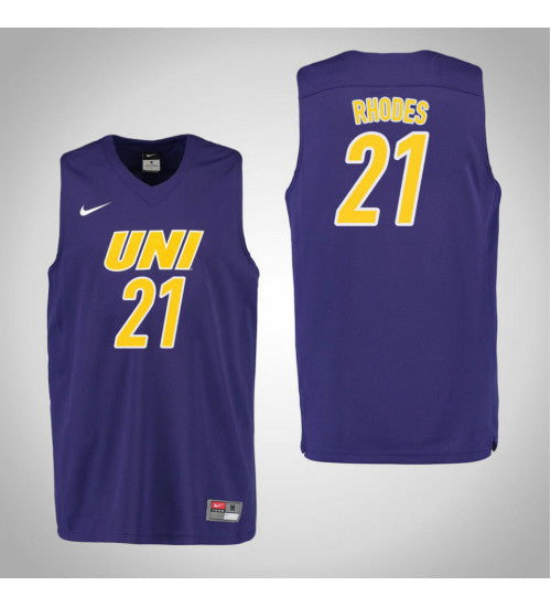 Northern Iowa Panthers 21 Hunter Rhodes College Basketball Jersey Purple retro stitched fan jersey RTJ8824 image 1
