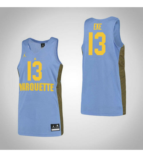 Marquette Golden Eagles 13 Ike Eke College Basketball Jersey Blue retro stitched fan jersey RTJ4165 image 1