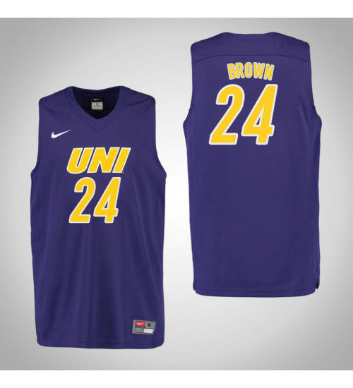 Northern Iowa Panthers 24 Isaiah Brown College Basketball Jersey Purple retro stitched fan jersey RTJ3022 image 1