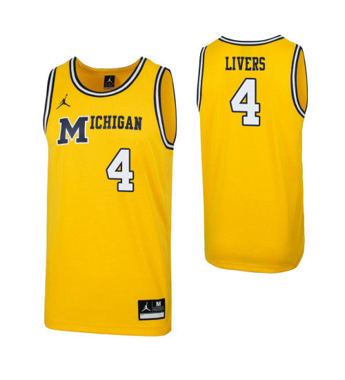 Michigan Wolverines 4 Isaiah Livers 1989 Throwback College Basketball Jersey Maize retro stitched fan jersey RTJ3598