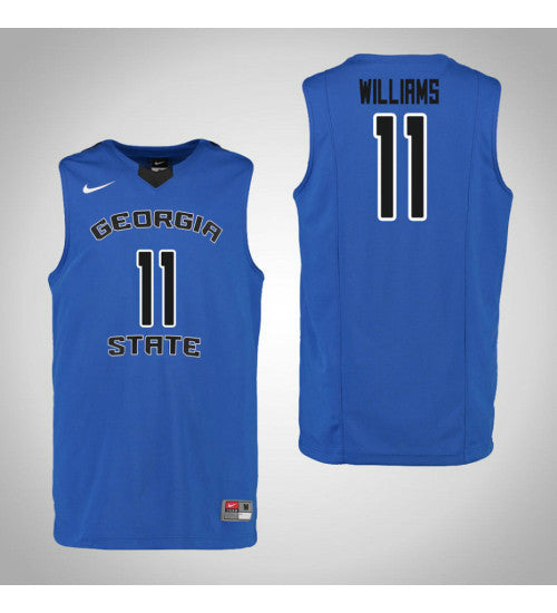 Georgia State Panthers 11 Isaiah Williams College Basketball Jersey Blue retro stitched fan jersey RTJ5299 image 1