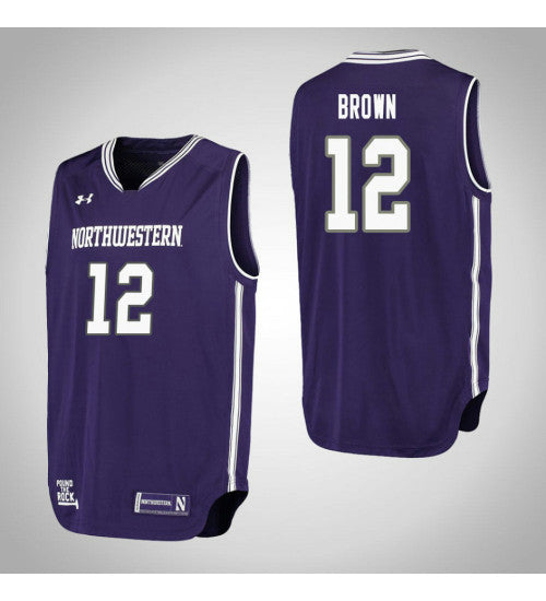 Northwestern Wildcats 12 Isiah Brown Performance College Basketball Jersey Purple retro stitched fan jersey RTJ3009