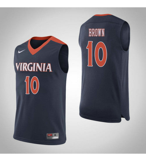Virginia Cavaliers 10 Jkyra Brown College Basketball Jersey Navy retro stitched fan jersey RTJ7147 image 1