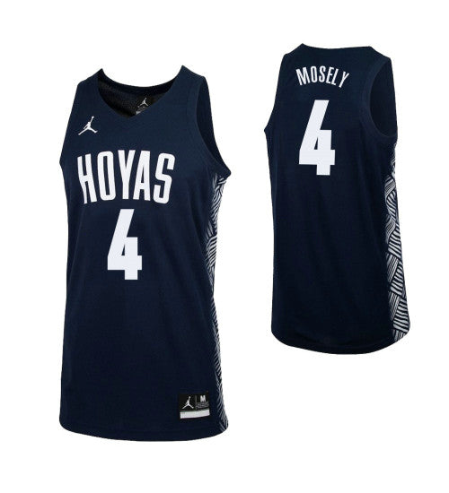 Georgetown Hoyas 4 Jagan Mosely College Basketball Jersey Navy retro stitched fan jersey RTJ11218 image 1