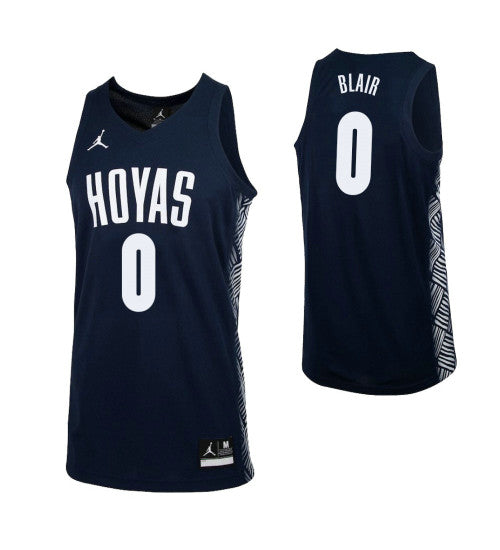 Georgetown Hoyas 0 Jahvon Blair College Basketball Jersey Navy retro stitched fan jersey RTJ11239 image 1