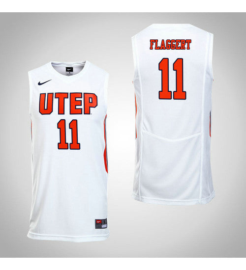 UTEP Miners 11 Jake Flaggert College Basketball Jersey White retro stitched fan jersey RTJ7323 image 1