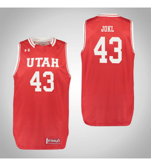 Utah Utes 43 Jakub Jokl College Basketball Jersey Red retro stitched fan jersey RTJ7334 image 1