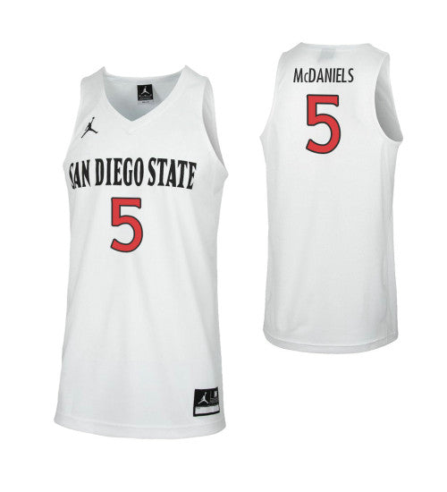 San Diego State Aztecs 5 Jalen Mcdaniels College Basketball Jersey White retro stitched fan jersey RTJ2394 image 1