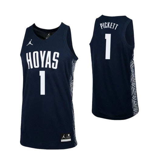 Georgetown Hoyas 1 Jamorko Pickett College Basketball Jersey Navy retro stitched fan jersey RTJ5358 image 1