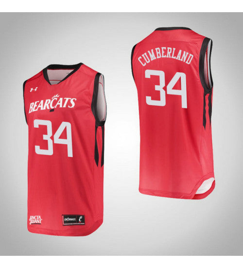 Cincinnati Bearcats 34 Jarron Cumberland College Basketball Jersey Red retro stitched fan jersey RTJ5997 image 1