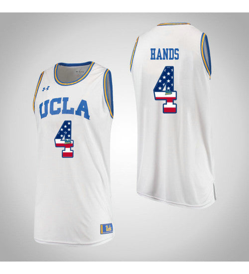 UCLA Bruins 4 Jaylen Hands USA Flag College Basketball Jersey White retro stitched fan jersey RTJ7552 image 1
