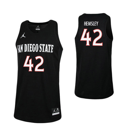 San Diego State Aztecs 42 Jeremy Hemsley College Basketball Jersey Black retro stitched fan jersey RTJ2398 image 1