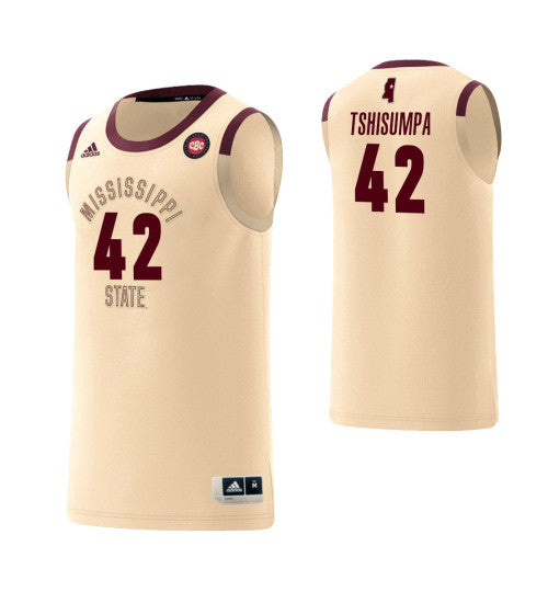 Mississippi State Bulldogs 42 Jethro Tshisumpa Harlem Renaissance College Basketball Jersey Cream retro stitched fan